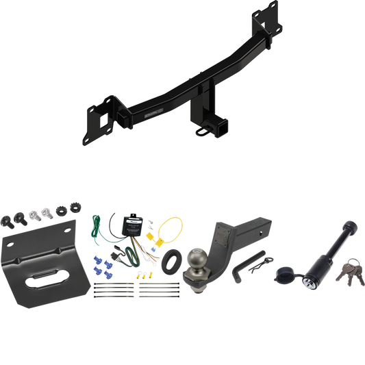 Se adapta al paquete de enganche de remolque Land Rover Range Rover Evoque 2020-2021 con cableado de 4 planos + kit de inicio táctico de enclavamiento con caída de 3-1/4" y bola de 2" + bloqueo táctico de hueso de perro + soporte de cableado de Draw-Tite