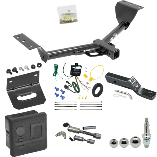 Fits 2015-2017 Lexus NX200t Trailer Hitch Tow PKG w/ 4-Flat Wiring + Ball Mount w/ 2" Drop + Interchangeable Ball 1-7/8" & 2" & 2-5/16" + Wiring Bracket + Dual Hitch & Coupler Locks + Hitch Cover By Draw-Tite