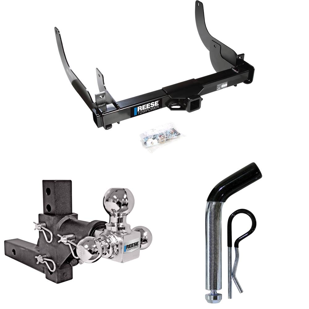 Fits 2006-2008 Lincoln Mark LT Trailer Hitch Tow PKG w/ Adjustable Drop Rise Triple Ball Ball Mount 1-7/8" & 2" & 2-5/16" Trailer Balls + Pin/Clip (For (Built After 8/2005) Models) By Reese Towpower