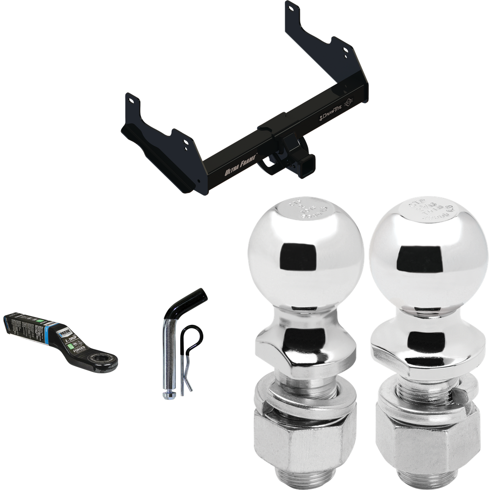 Fits 2015-2023 Ford F-150 Trailer Hitch Tow PKG w/ Ball Mount w/ 2" Drop + Pin/Clip + 2" Ball + 2-5/16" Ball By Draw-Tite