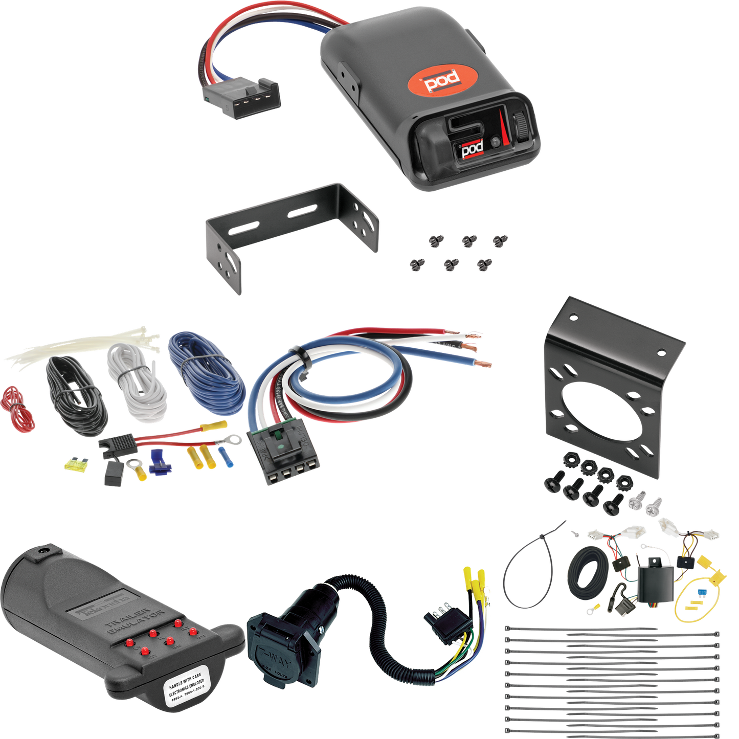 Fits 2015-2017 Lexus NX200t 7-Way RV Wiring + Pro Series POD Brake Control + Generic BC Wiring Adapter + 7-Way Tester and Trailer Emulator By Tekonsha