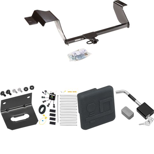 Fits 2017-2020 Chevrolet Sonic Trailer Hitch Tow PKG w/ 4-Flat Zero Contact "No Splice" Wiring Harness + Hitch Cover + Hitch Lock (For Hatchback Models) By Draw-Tite