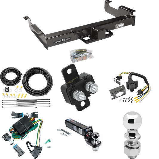 Fits 2000-2002 Chevrolet Express 3500 Trailer Hitch Tow PKG w/ 7-Way RV Wiring + 2" & 2-5/16" Ball + Drop Mount By Draw-Tite