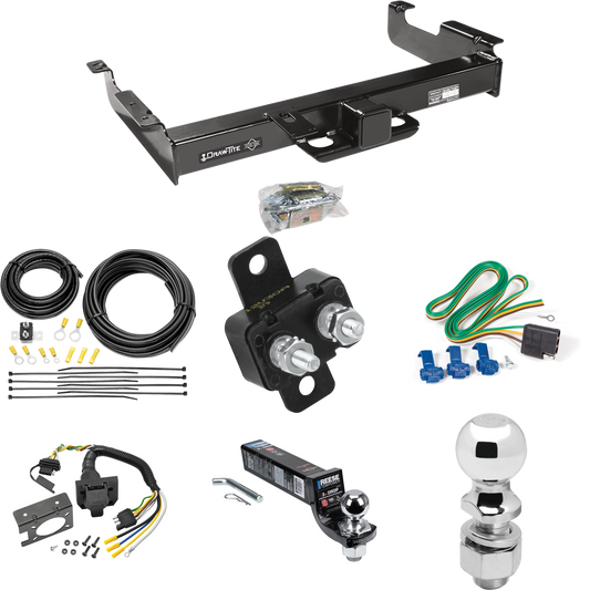 Fits 1996-1999 GMC Savana 3500 Trailer Hitch Tow PKG w/ 7-Way RV Wiring + 2" & 2-5/16" Ball + Drop Mount By Draw-Tite