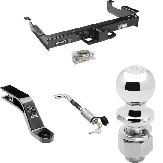 Fits 1996-2023 GMC Savana 3500 Trailer Hitch Tow PKG w/ Ball Mount w/ 5" Drop + Hitch Lock + 2-5/16" Ball By Draw-Tite