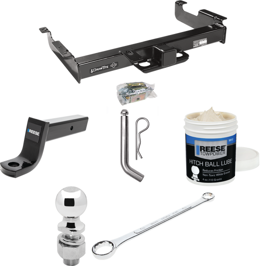 Fits 1996-2023 GMC Savana 3500 Trailer Hitch Tow PKG w/ Ball Mount w/ 5" Drop + Pin/Clip + 2-5/16" Ball + Ball Wrench + Ball Lube By Draw-Tite