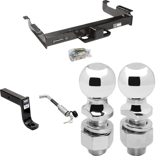 Fits 1996-2023 Chevrolet Express 3500 Trailer Hitch Tow PKG w/ Ball Mount w/ 7-3/4" Drop + Hitch Lock + 2" Ball + 2-5/16" Ball By Draw-Tite