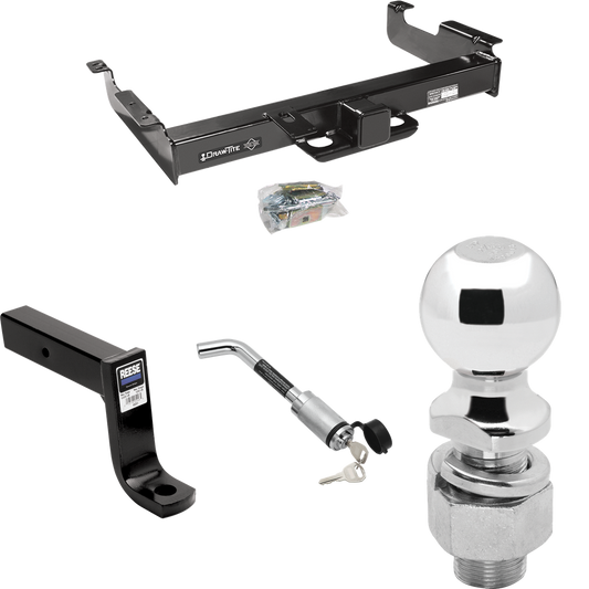 Fits 1996-2023 GMC Savana 2500 Trailer Hitch Tow PKG w/ Ball Mount w/ 7-3/4" Drop + Hitch Lock + 2-5/16" Ball By Draw-Tite