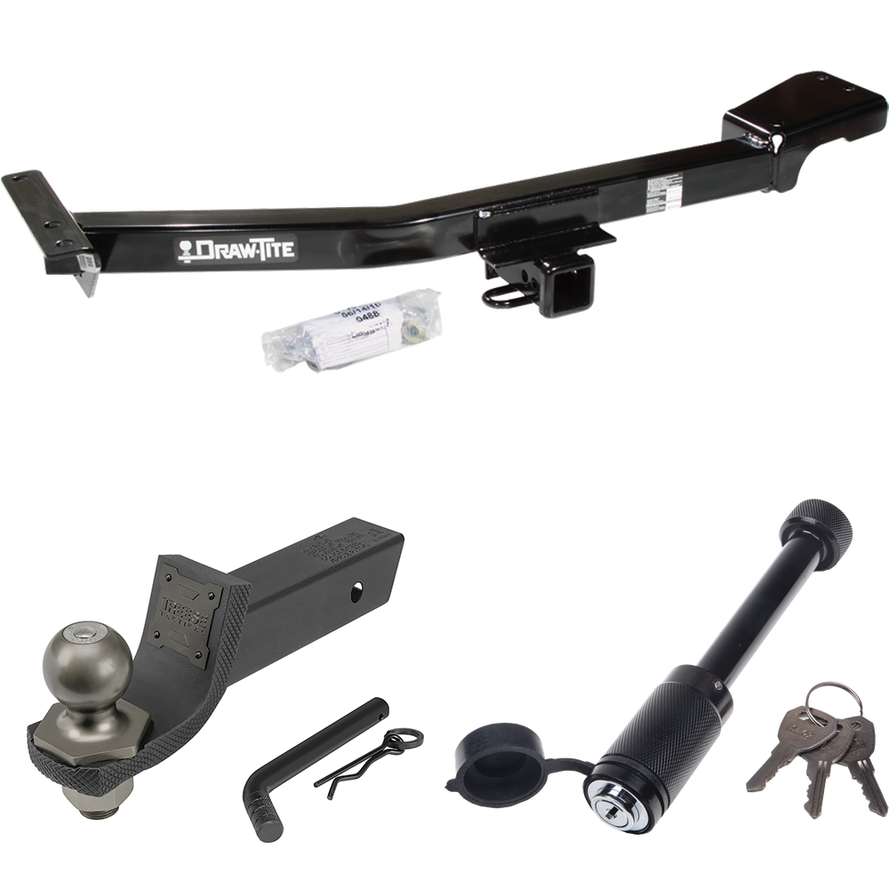 Fits 1998-2007 Toyota Land Cruiser Trailer Hitch Tow PKG + Interlock Tactical Starter Kit w/ 2" Drop & 2" Ball + Tactical Dogbone Lock By Draw-Tite