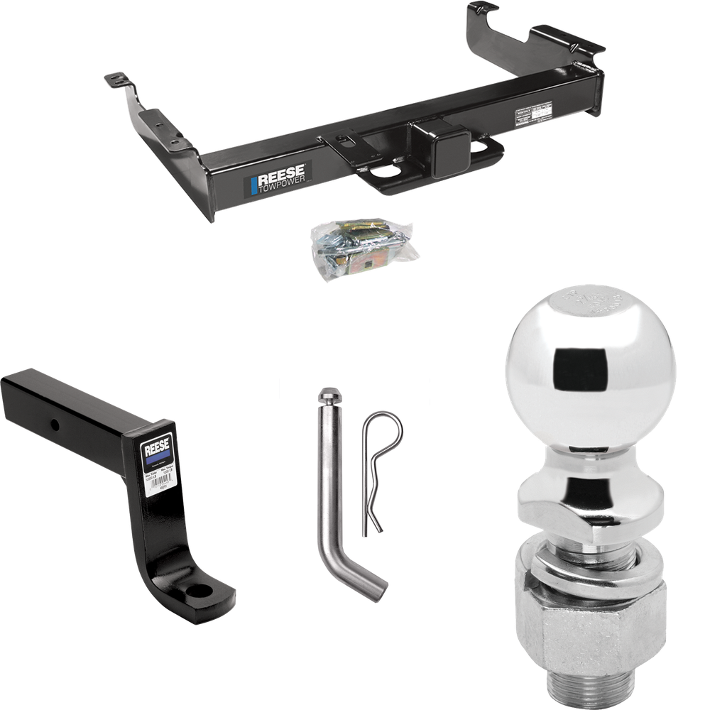 Fits 1996-2023 Chevrolet Express 2500 Trailer Hitch Tow PKG w/ Ball Mount w/ 7-3/4" Drop + Pin/Clip + 2-5/16" Ball By Reese Towpower