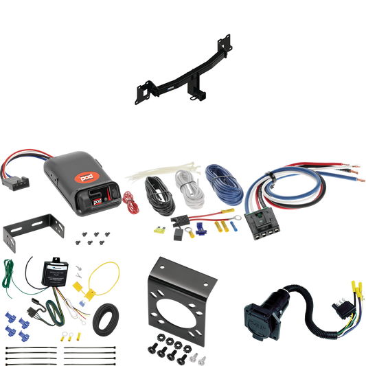 Fits 2020-2021 Land Rover Range Rover Evoque Trailer Hitch Tow PKG w/ Pro Series POD Brake Control + Generic BC Wiring Adapter + 7-Way RV Wiring By Reese Towpower