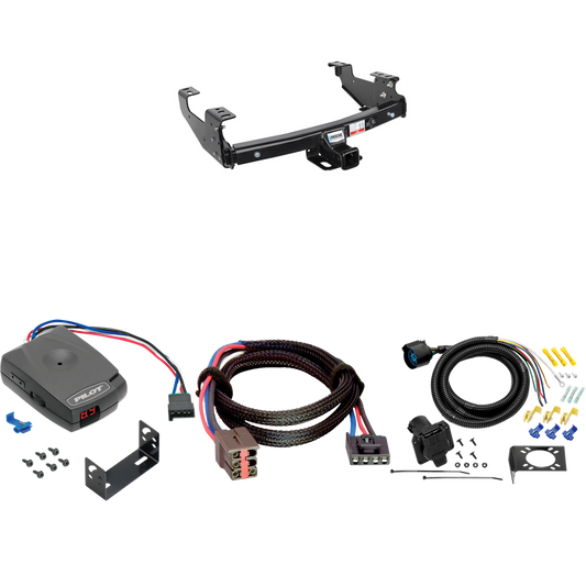 Fits 1994-1996 Ford F-350 Trailer Hitch Tow PKG w/ Pro Series Pilot Brake Control + Plug & Play BC Adapter + 7-Way RV Wiring By Reese Towpower