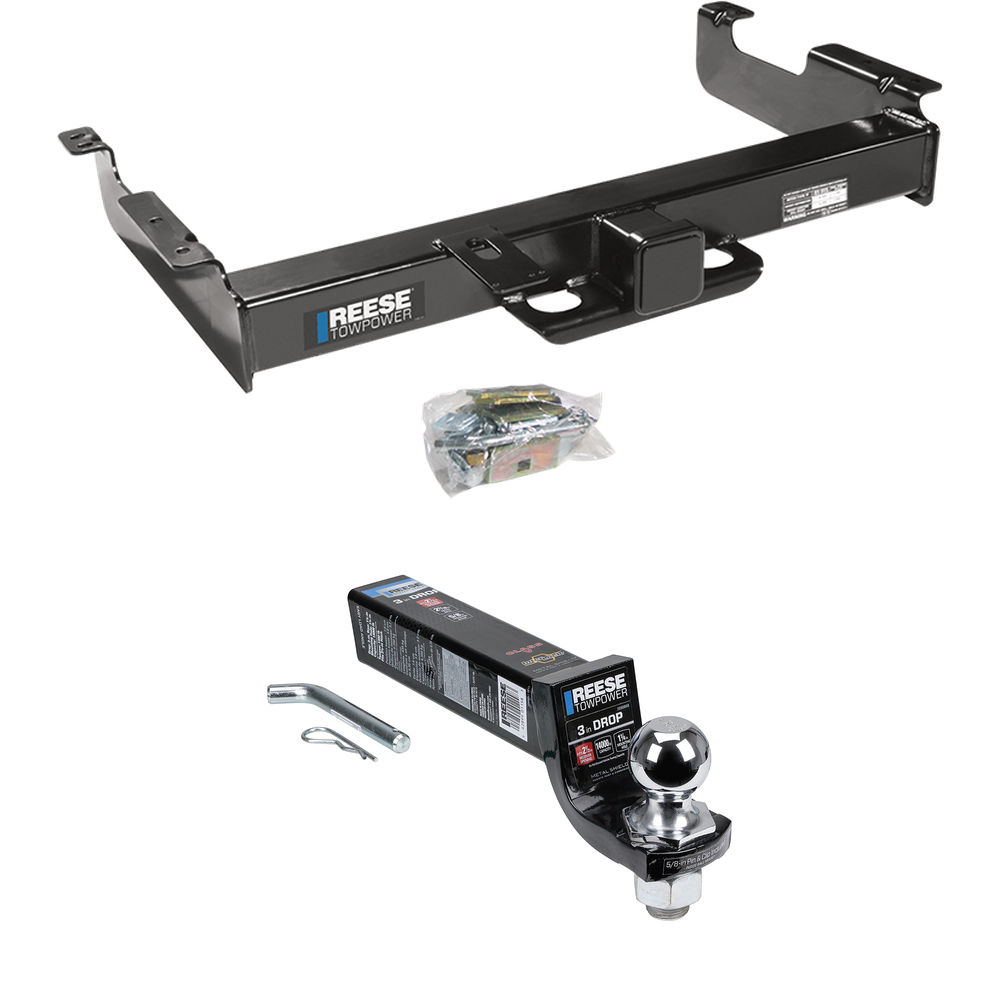 Fits 1996-2023 GMC Savana 3500 Trailer Hitch Tow PKG w/ Interlock Ball Mount Starter Kit 3" Drop w/ 2" Ball By Reese Towpower