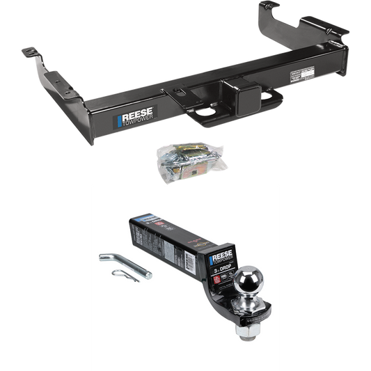 Fits 1996-2023 GMC Savana 3500 Trailer Hitch Tow PKG w/ Interlock Ball Mount Starter Kit 3" Drop w/ 2" Ball By Reese Towpower