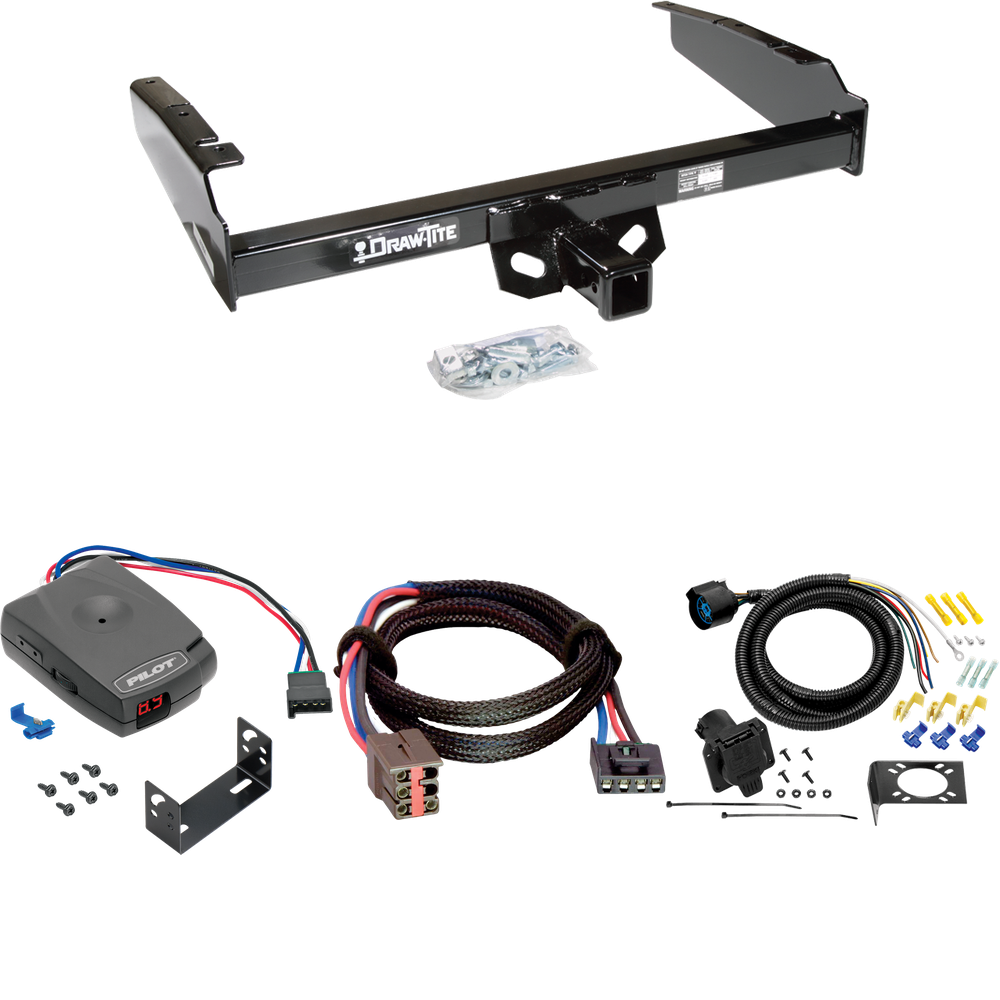 Fits 1997-1997 Ford F-250 HD Trailer Hitch Tow PKG w/ Pro Series Pilot Brake Control + Plug & Play BC Adapter + 7-Way RV Wiring By Draw-Tite