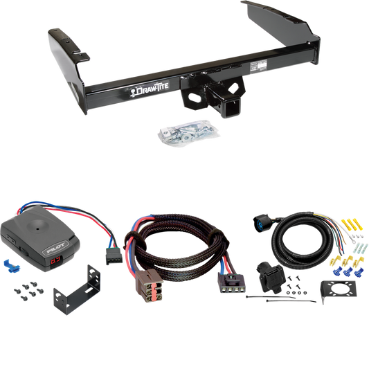 Fits 1997-1997 Ford F-250 HD Trailer Hitch Tow PKG w/ Pro Series Pilot Brake Control + Plug & Play BC Adapter + 7-Way RV Wiring By Draw-Tite