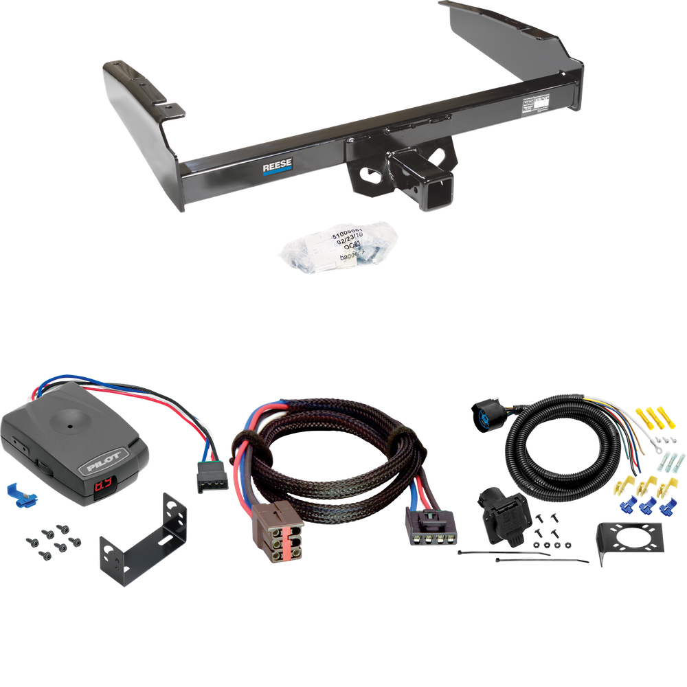 Fits 1994-1996 Ford F-150 Trailer Hitch Tow PKG w/ Pro Series Pilot Brake Control + Plug & Play BC Adapter + 7-Way RV Wiring By Reese Towpower