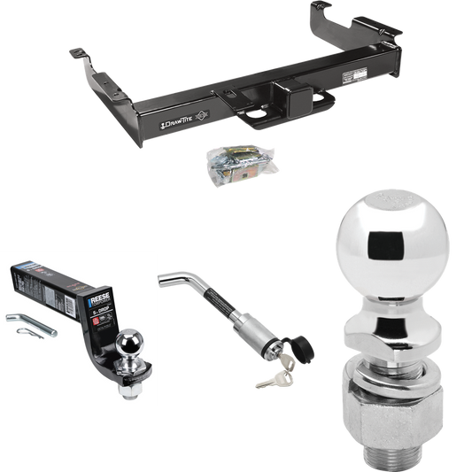 Fits 1996-2023 GMC Savana 3500 Trailer Hitch Tow PKG w/ Interlock Ball Mount Starter Kit 5" Drop w/ 2" Ball + Hitch Lock + 2-5/16" Ball + Hitch Lock By Draw-Tite