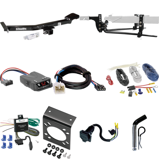 Fits 2003-2007 Lexus LX470 Trailer Hitch Tow PKG w/ 6K Round Bar Weight Distribution Hitch w/ 2-5/16" Ball + Pin/Clip + Tekonsha Brakeman IV Brake Control + Plug & Play BC Adapter + 7-Way RV Wiring By Draw-Tite