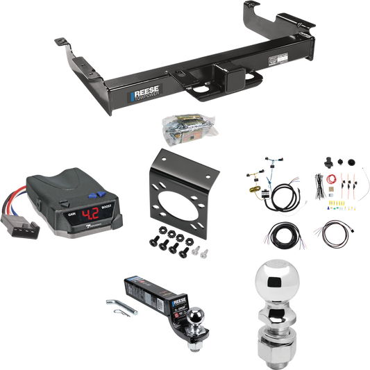 Fits 2003-2023 Chevrolet Express 3500 Trailer Hitch Tow PKG w/ Tekonsha BRAKE-EVN Brake Control + 7-Way RV Wiring + 2" & 2-5/16" Ball & Drop Mount By Reese Towpower