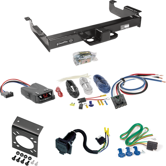 Fits 1996-1999 GMC Savana 2500 Trailer Hitch Tow PKG w/ Tekonsha Brakeman IV Brake Control + Generic BC Wiring Adapter + 7-Way RV Wiring By Draw-Tite