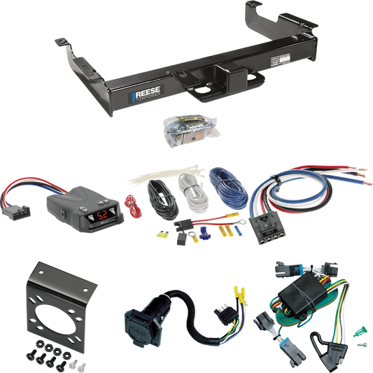 Fits 2000-2002 Chevrolet Express 2500 Trailer Hitch Tow PKG w/ Tekonsha Brakeman IV Brake Control + Generic BC Wiring Adapter + 7-Way RV Wiring By Reese Towpower