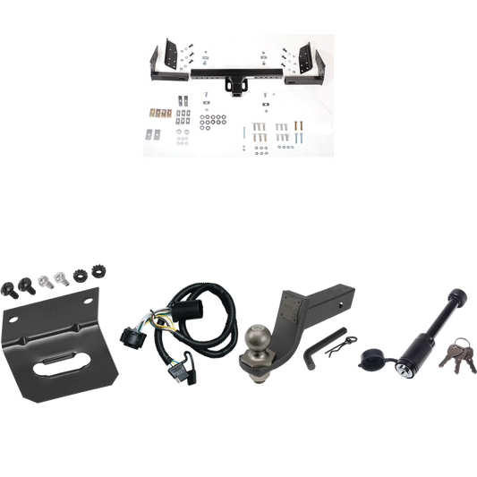 Fits 2001-2002 GMC Yukon Denali Trailer Hitch Tow PKG w/ 4-Flat Wiring + Interlock Tactical Starter Kit w/ 3-1/4" Drop & 2" Ball + Tactical Dogbone Lock + Wiring Bracket (For w/Amber Turn Signals Models) By Reese Towpower