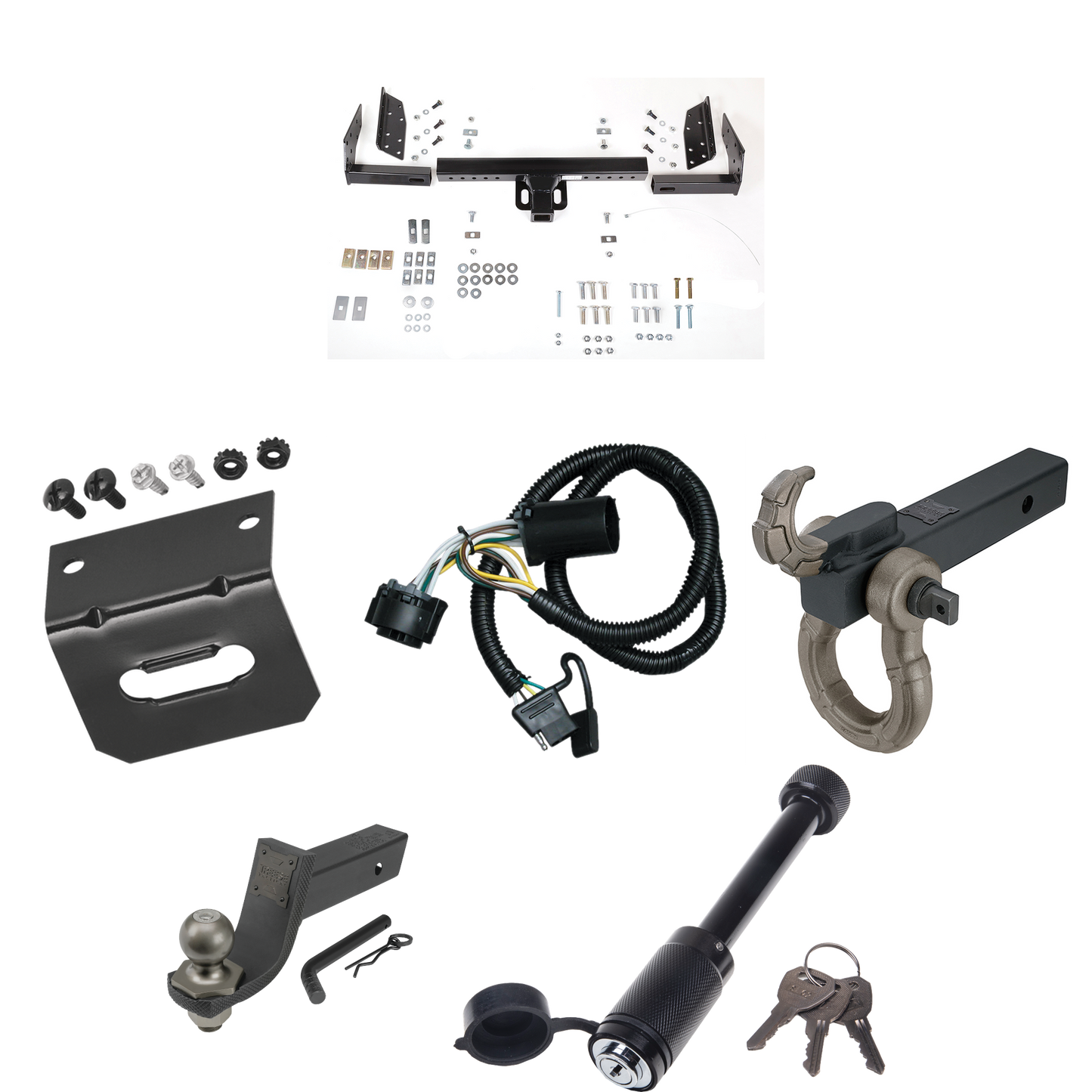 Fits 2000-2006 Chevrolet Tahoe Trailer Hitch Tow PKG w/ 4-Flat Wiring + Interlock Tactical Starter Kit w/ 3-1/4" Drop & 2" Ball + Tactical Hook & Shackle Mount + Tactical Dogbone Lock + Wiring Bracket (For w/Amber Turn Signals Models) By Reese Towpow