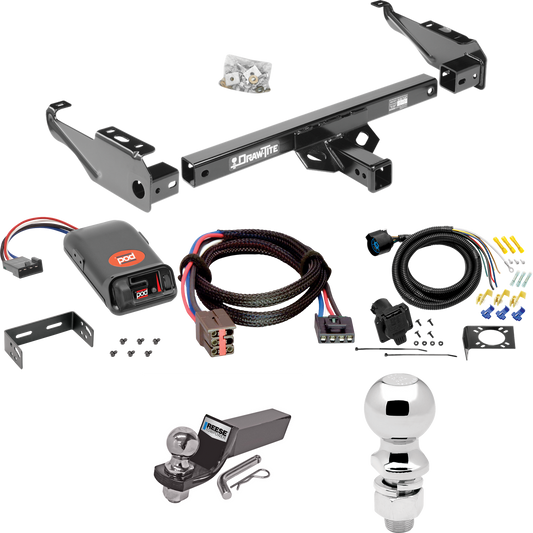 Fits 1994-1996 Ford F-250 Trailer Hitch Tow PKG w/ Pro Series POD Brake Control + Plug & Play BC Adapter + 7-Way RV Wiring + 2" & 2-5/16" Ball & Drop Mount By Draw-Tite