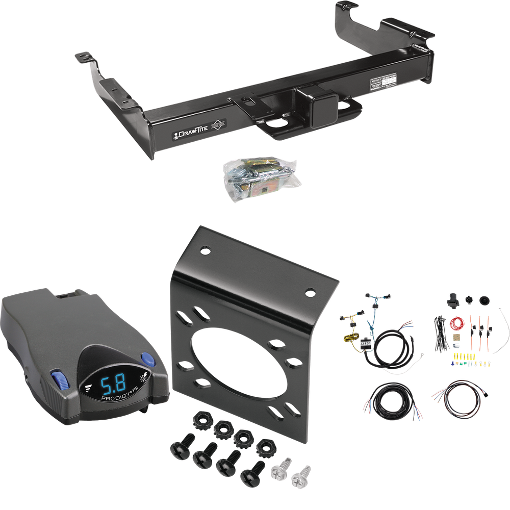 Fits 2003-2023 Chevrolet Express 2500 Trailer Hitch Tow PKG w/ Tekonsha Prodigy P2 Brake Control + 7-Way RV Wiring By Draw-Tite