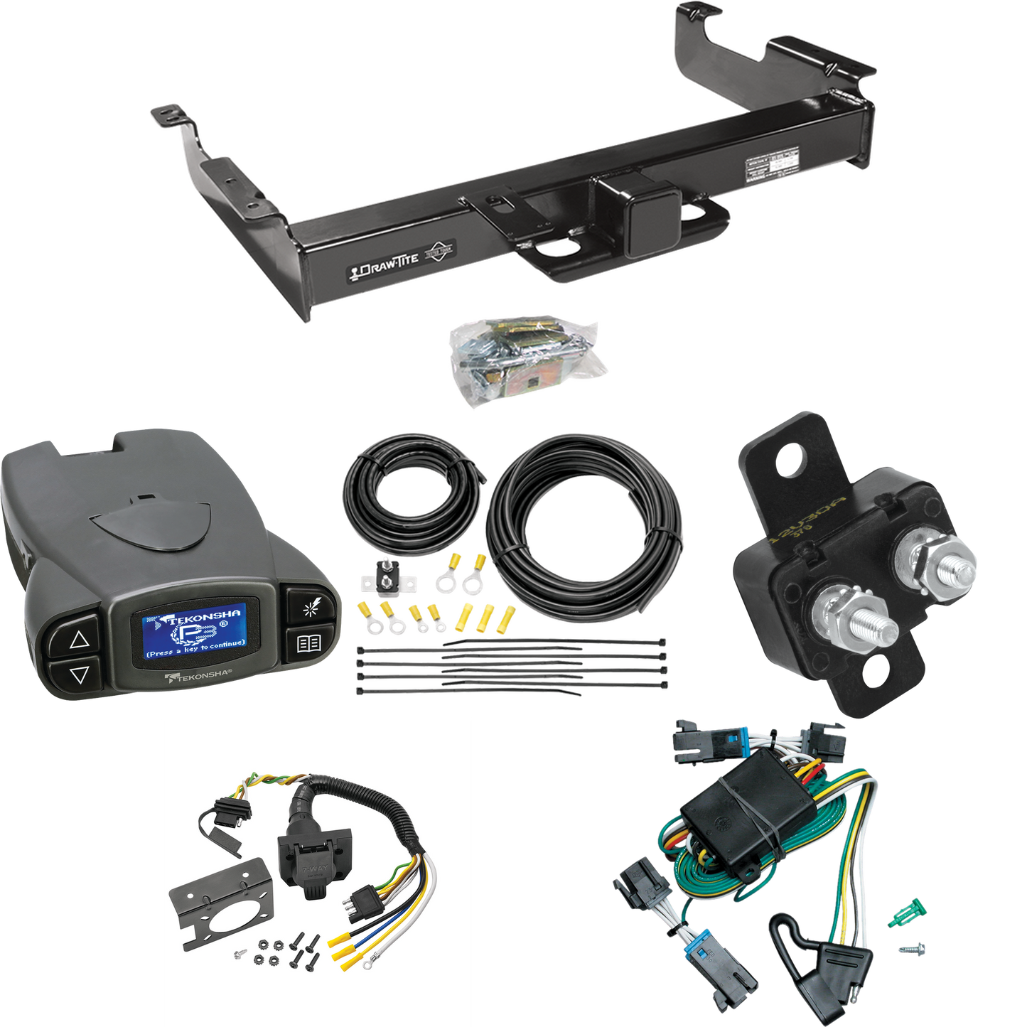 Fits 2000-2002 GMC Savana 3500 Trailer Hitch Tow PKG w/ Tekonsha Prodigy P3 Brake Control + 7-Way RV Wiring By Draw-Tite