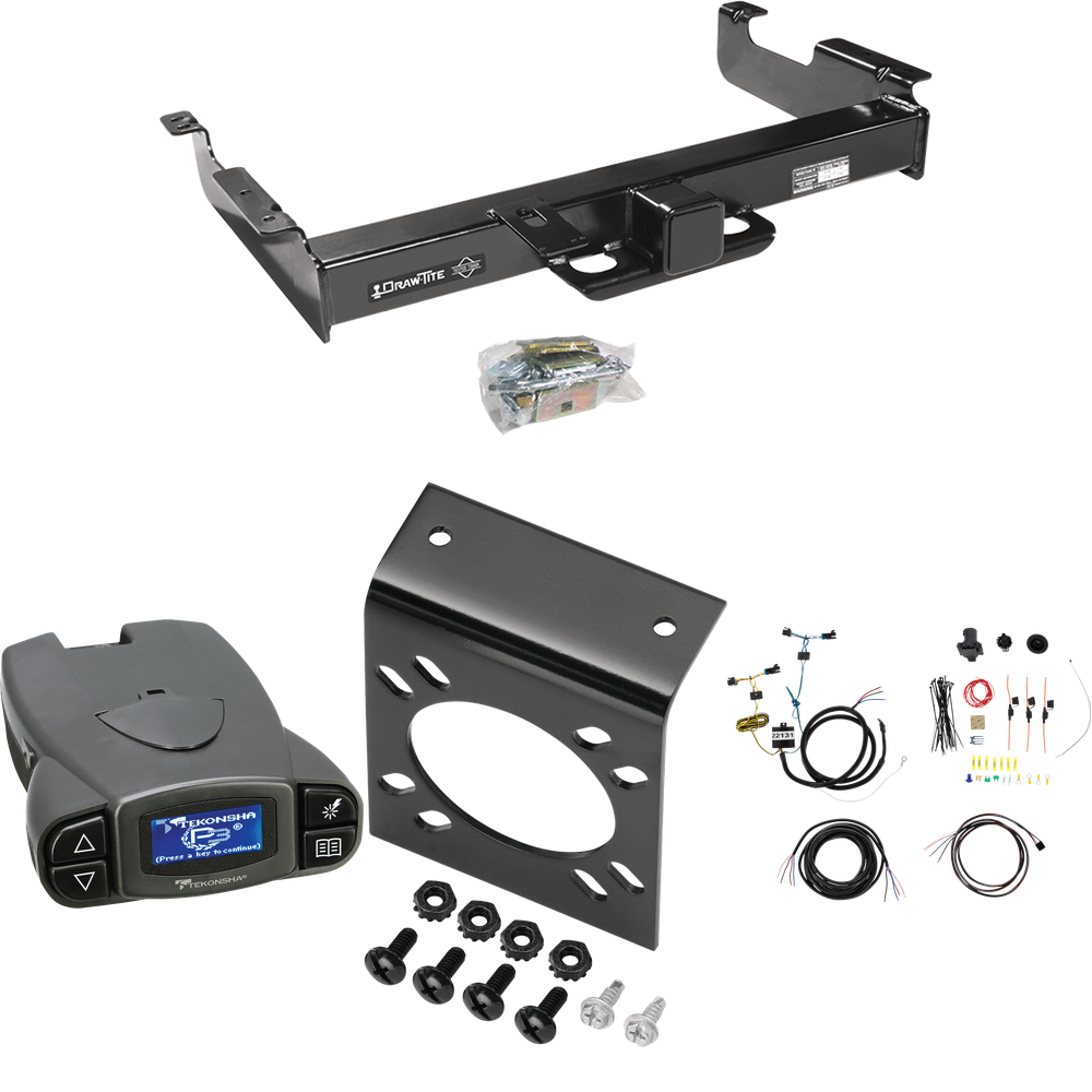 Fits 2003-2023 Chevrolet Express 3500 Trailer Hitch Tow PKG w/ Tekonsha Prodigy P3 Brake Control + 7-Way RV Wiring By Draw-Tite