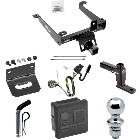 Fits 2015-2021 Land Rover Range Rover Sport Trailer Hitch Tow PKG w/ 4-Flat Wiring + Adjustable Drop Rise Ball Mount + Pin/Clip + 1-7/8" Ball + Wiring Bracket + Hitch Cover By Draw-Tite