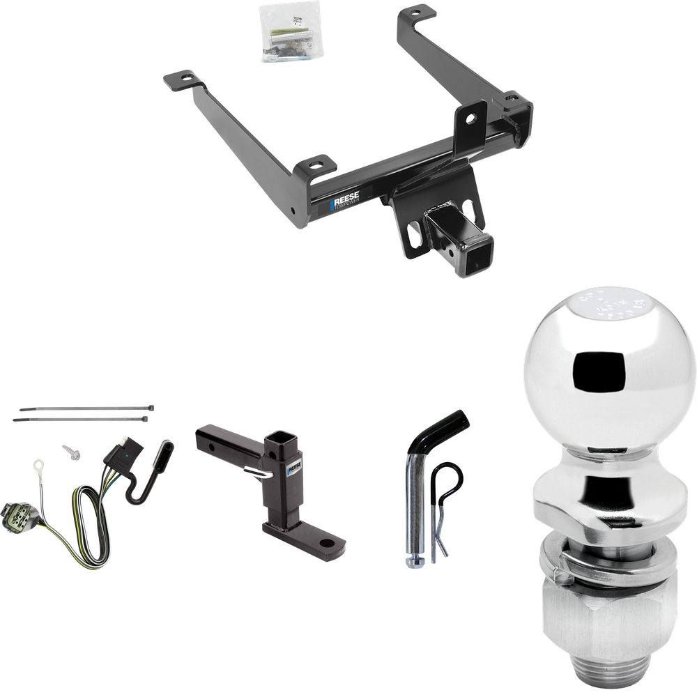 Fits 2015-2021 Land Rover Range Rover Sport Trailer Hitch Tow PKG w/ 4-Flat Wiring + Adjustable Drop Rise Ball Mount + Pin/Clip + 2" Ball By Reese Towpower