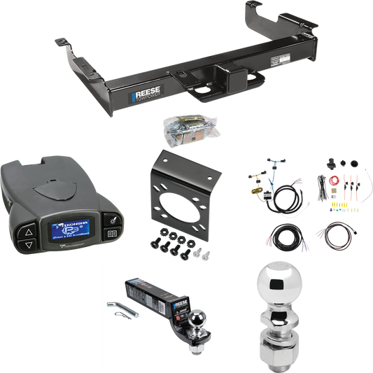 Se adapta al paquete de remolque con enganche de remolque Chevrolet Express 2500 2003-2023 con control de freno Tekonsha Prodigy P3 + cableado RV de 7 vías + soporte de bola y caída de 2" y 2-5/16" de Reese Towpower