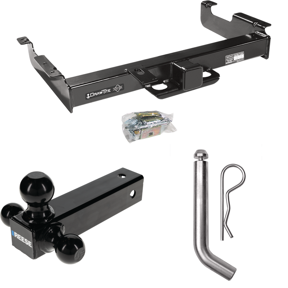 Fits 1996-2023 GMC Savana 3500 Trailer Hitch Tow PKG w/ Triple Ball Ball Mount 1-7/8" & 2" & 2-5/16" Trailer Balls + Pin/Clip By Draw-Tite