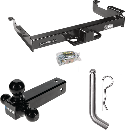 Fits 1996-2023 GMC Savana 3500 Trailer Hitch Tow PKG w/ Triple Ball Ball Mount 1-7/8" & 2" & 2-5/16" Trailer Balls + Pin/Clip By Draw-Tite