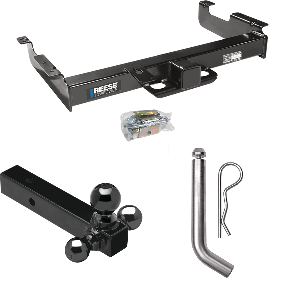 Fits 1996-2023 Chevrolet Express 2500 Trailer Hitch Tow PKG w/ Triple Ball Ball Mount 1-7/8" & 2" & 2-5/16" Trailer Balls + Pin/Clip By Reese Towpower