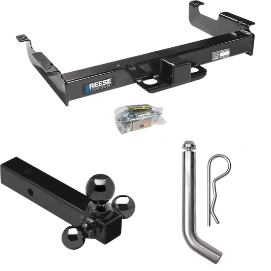 Fits 1996-2023 Chevrolet Express 2500 Trailer Hitch Tow PKG w/ Triple Ball Ball Mount 1-7/8" & 2" & 2-5/16" Trailer Balls + Pin/Clip By Reese Towpower