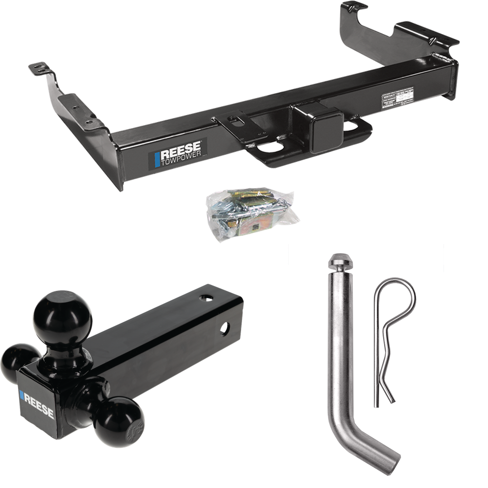 Fits 1996-2023 GMC Savana 2500 Trailer Hitch Tow PKG w/ Triple Ball Ball Mount 1-7/8" & 2" & 2-5/16" Trailer Balls + Pin/Clip By Reese Towpower