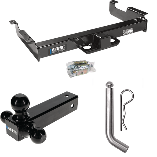 Fits 1996-2023 GMC Savana 2500 Trailer Hitch Tow PKG w/ Triple Ball Ball Mount 1-7/8" & 2" & 2-5/16" Trailer Balls + Pin/Clip By Reese Towpower