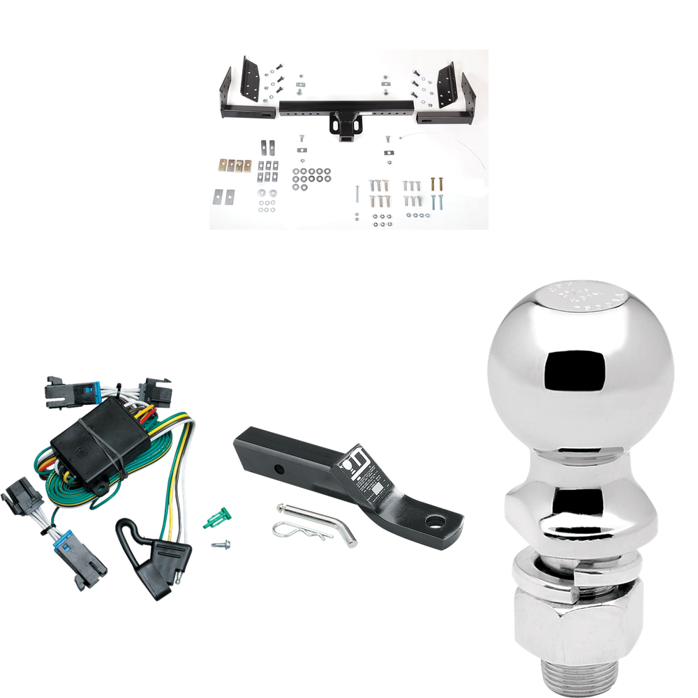 Fits 2000-2002 Chevrolet Express Van Trailer Hitch Tow PKG w/ 4-Flat Wiring + Ball Mount w/ 2" Drop + 2-5/16" Ball By Reese Towpower