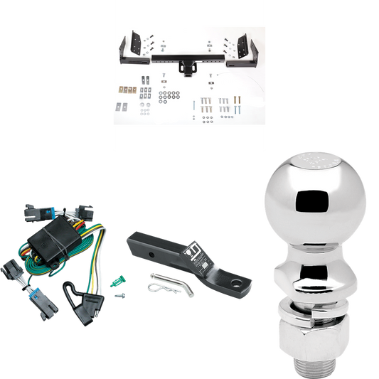 Fits 2000-2002 Chevrolet Express Van Trailer Hitch Tow PKG w/ 4-Flat Wiring + Ball Mount w/ 2" Drop + 2-5/16" Ball By Reese Towpower