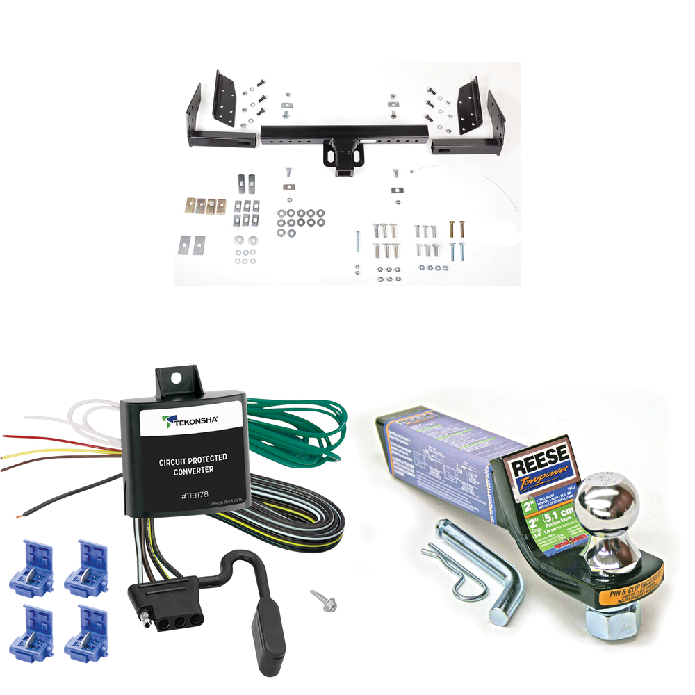 Se adapta al paquete de enganche de remolque Jeep Liberty 2002-2007 con cableado plano de 4 + kit de montaje de bola de inicio con caída de 2" y bola de 1-7/8" de Reese Towpower