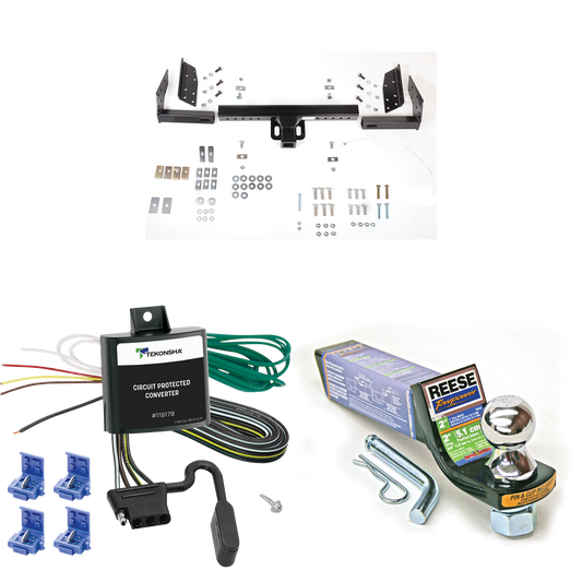 Se adapta al paquete de enganche de remolque Jeep Liberty 2002-2007 con cableado plano de 4 + kit de montaje de bola de inicio con caída de 2" y bola de 1-7/8" de Reese Towpower