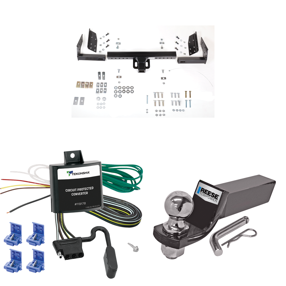 Fits 2002-2007 Jeep Liberty Trailer Hitch Tow PKG w/ 4-Flat Wiring + Starter Kit Ball Mount w/ 2" Drop & 2" Ball By Reese Towpower