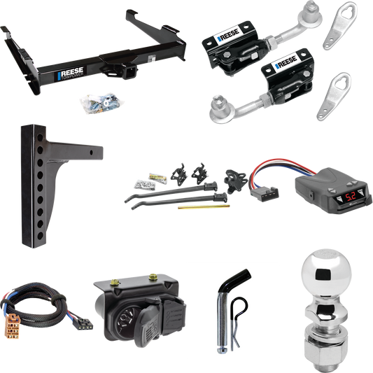 Fits 2000-2002 GMC Yukon XL 2500 Trailer Hitch Tow PKG w/ 12K Trunnion Bar Weight Distribution Hitch + Pin/Clip + Dual Cam Sway Control + 2-5/16" Ball + Tekonsha Brakeman IV Brake Control + Plug & Play BC Adapter + 7-Way RV Wiring By Reese Towpower