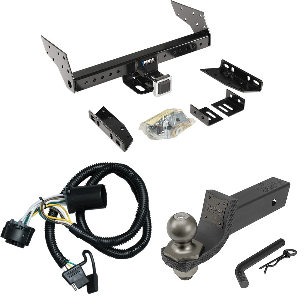 Fits 2000-2006 GMC Yukon XL 2500 Trailer Hitch Tow PKG w/ 4-Flat Wiring + Interlock Tactical Starter Kit w/ 2" Drop & 2" Ball By Reese Towpower