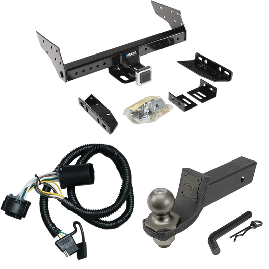 Fits 2000-2006 GMC Yukon XL 2500 Trailer Hitch Tow PKG w/ 4-Flat Wiring + Interlock Tactical Starter Kit w/ 2" Drop & 2" Ball By Reese Towpower