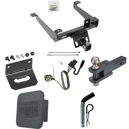 Fits 2015-2021 Land Rover Range Rover Sport Trailer Hitch Tow PKG w/ 4-Flat Wiring + Clevis Hitch Ball Mount w/ 2" Ball + Pin/Clip + Wiring Bracket + Hitch Cover By Reese Towpower